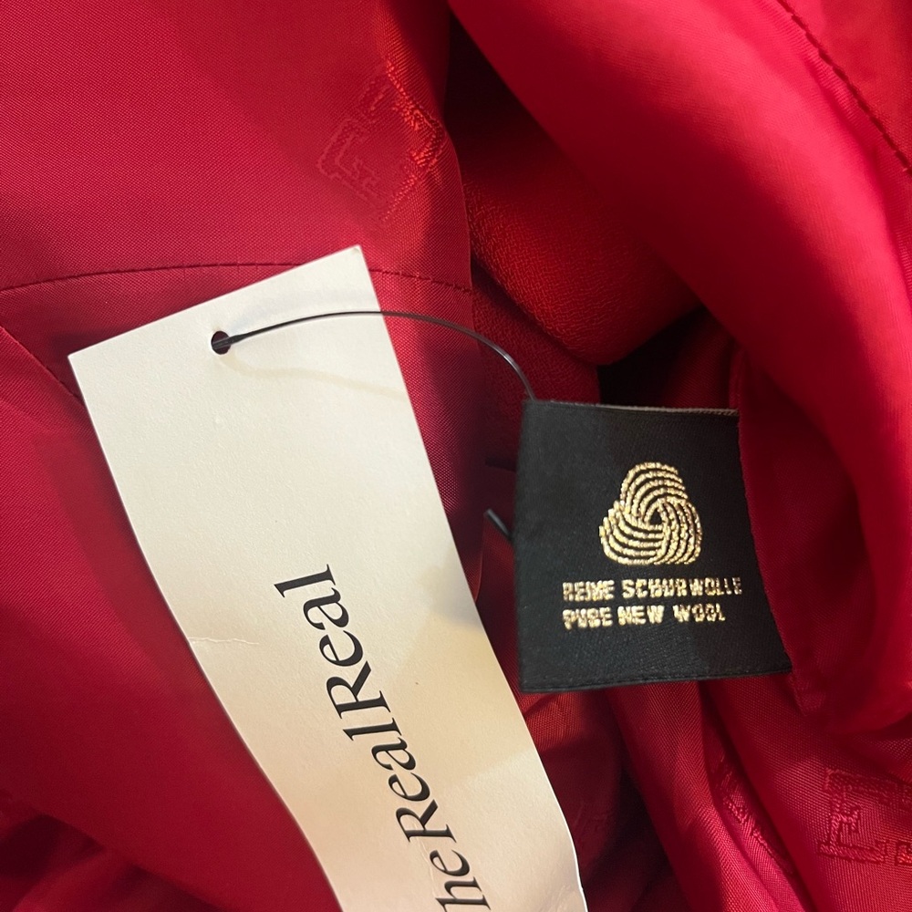 Escada Red Blazer with Black Trim and Gold Buttons - Picture 8 of 10